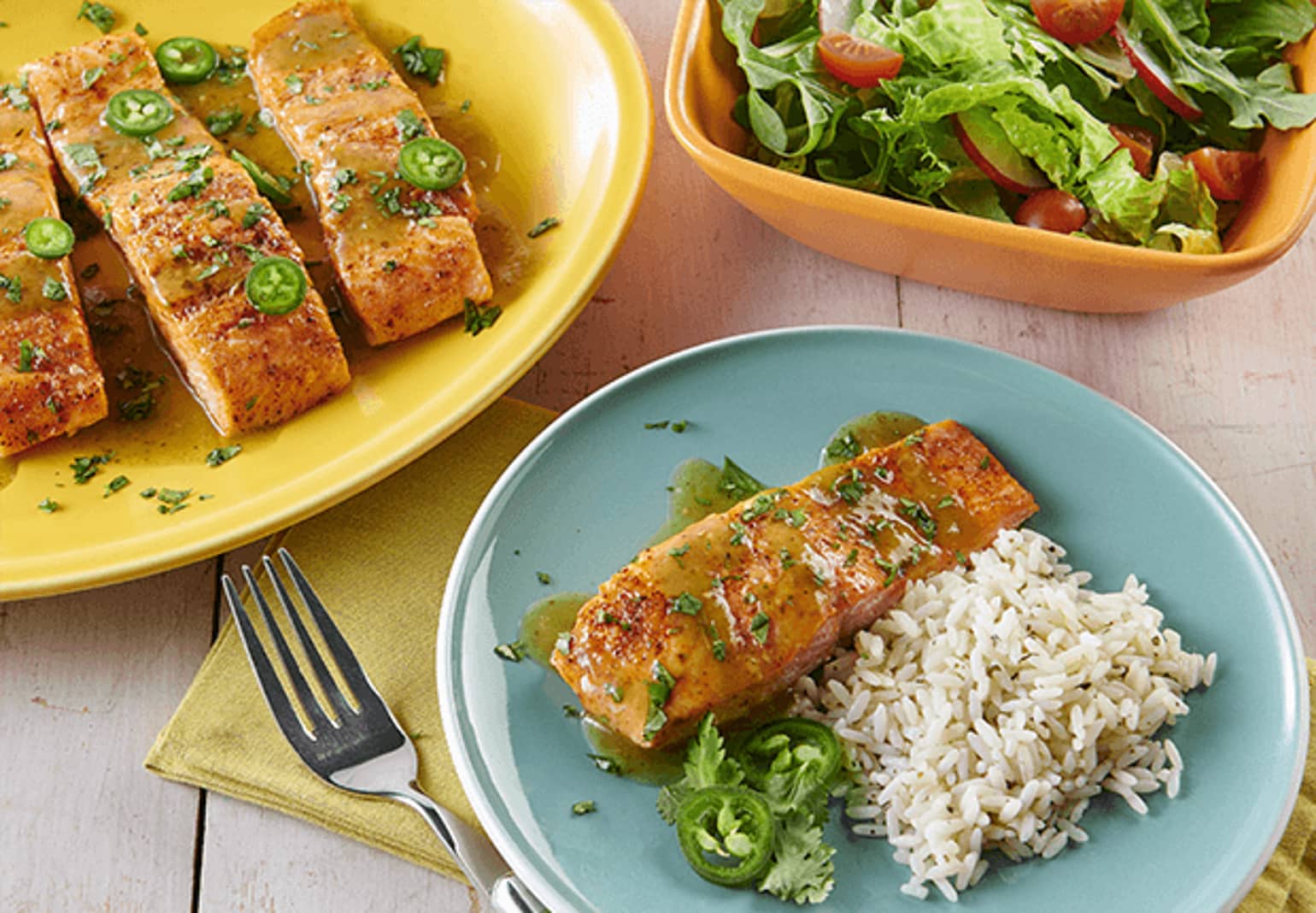 Baked Chili Lime Salmon with Verde Sauce